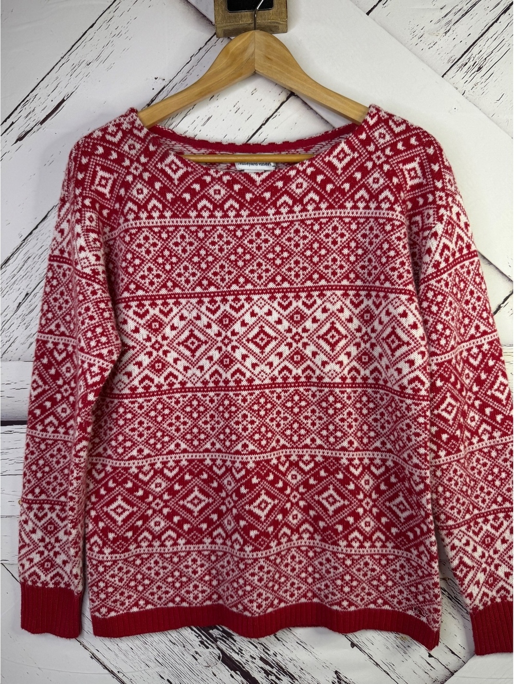 Vineyard Vines Cabincore Fair Isle / Nordic Merino Wool Crewneck Sweater Women S